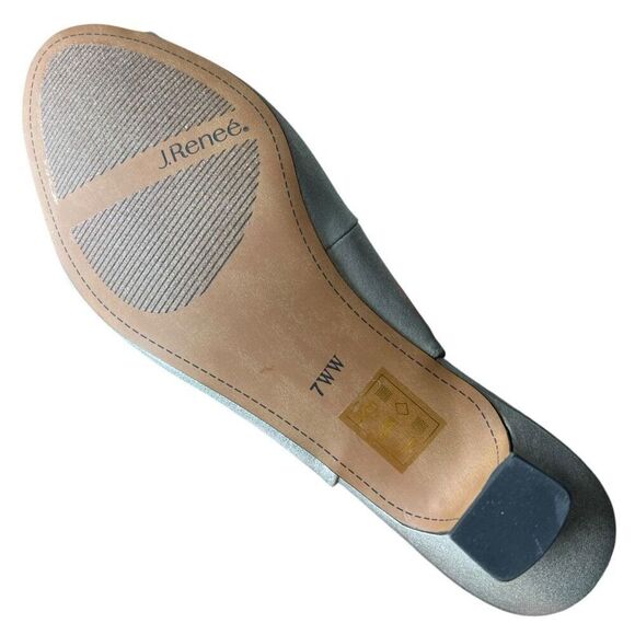 NEW J. Renee Women’s Leonelle Silver Open Toe Sling Heel 7WW - Picture 7 of 7